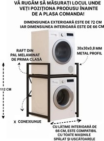 Suport raft pentru mașină de spălat și uscător,negru