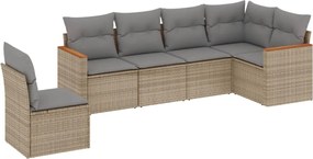vidaXL Set canapele de grădină cu perne, 6 piese, bej, poliratan