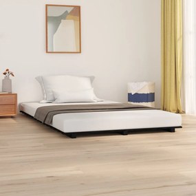 824607 vidaXL Cadru de pat, negru, 140x190 cm, lemn masiv de pin