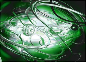 Tablou pe sticlă abstract verde (70x50 cm)