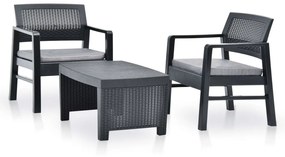 48824 vidaXL Set mobilier de grădină, 3 piese, antracit, plastic