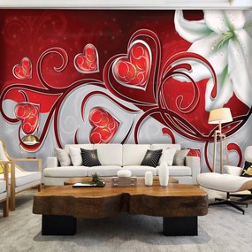 Fototapet - Arta abstractă - inima și flori (152,5x104 cm), în 8 de alte dimensiuni noi