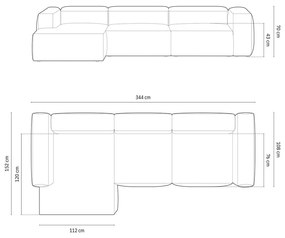 Colțar maro (cu colț pe partea stângă/cu șezlong) Bergamo – Cosmopolitan Design