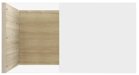 Măsuță de Cafea Modernă din Lemn cu Sticlă și LED, 105x55x32,5 cm, Naturală