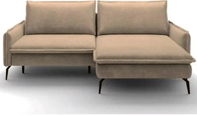 Coltar extensibil GLOSSY, sezlong dreapta, stofa catifelata bej - Rivi