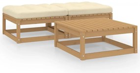 vidaXL Set mobilier grădină cu perne, 3 piese, lemn masiv de pin