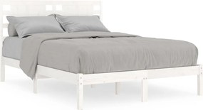 vidaXL Cadru de pat mic dublu, alb, 120x190 cm, lemn masiv