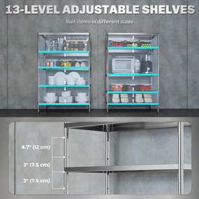 HOMCOM Raft de Bucătărie cu 5 Nivele din Oțel Inoxidabil 201, Argintiu | Aosom Romania