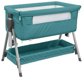 10294 vidaXL Pat pentru copii cu saltea, verde, pânză textil