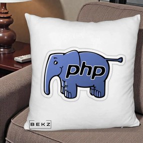 Perna Personalizata PHP Elephant, 40x40 cm, Alb Pufos, Husa Detasabila, Perna Inclusa, BEKZ®