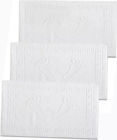 Set 3 Covorașe Baie din Bumbac Pakistanez 100%, Absorbante, Moi și Antiderapante, Alb