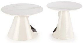 Set 2 buc. măsuțe de cafea Ozzi (marmură albă + alb). 1092456