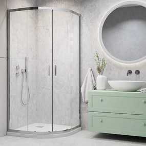 Pachet cabina de dus Alienta A 80x80 cm, cadita pentru dus Tinos A Compact alb si sifon cadita crom