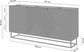 Comodă cu sertare pe cadru Asha 167 cm - cașmir
