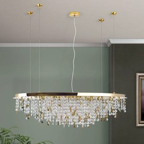 Lustra suspendata cristal K9 design elegant de lux CRYSTALRIVER aurie
