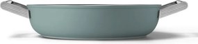 Oală puțin adâncă cu capac Smeg DPF2812EGM, 28 cm, 4,3 l, acoperire ceramică antiaderentă, potrivită pentru cuptor până la 250 °C, fără PFAS, compatibilă cu plitele cu inducție, verde smarald