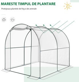 Outsunny Seră de Grădină Tip Tunel, Spațioasă, din PVC, Protecție UV, 250x200x200 cm | Aosom Romania