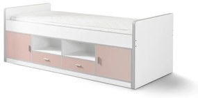 Pat cu Depozitare Integrată , Roz și Alb (PAL și MDF) Bonny – Vipack