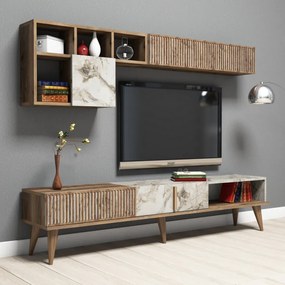 Set Complet Living Milan Walnut-Alb