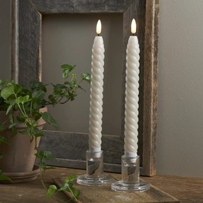 Set de 2 lumânări cu LED din ceară bej Star Trading Flamme Swirl Antique, înălțime 25 cm