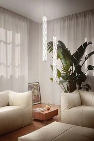 Lustra LED design tehnico-decorativ realizat manual Hugo vertical prisma