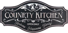 Decorațiune de perete din metal, negru, Country Kitchen, 60x30 cm