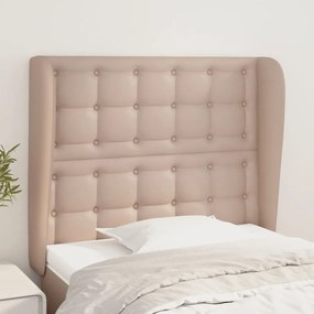 vidaXL Tăblie pat cu aripioare cappuccino 83x23x118/128 cm piele eco