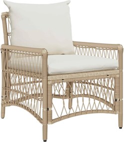 vidaXL Scaun pentru Grădină cu pernă Bej 73 x 61 x 77 cm poliratan