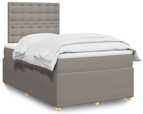 vidaXL Pat box spring cu saltea, gri taupe, 120x200 cm, textil
