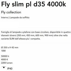 Plafoniera LED moderna Fly slim pl d35 4000k alba