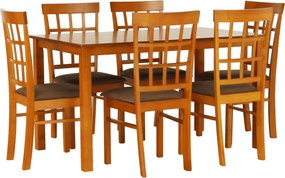 Set masa si 6 scaune GRID NEW, cires/maro