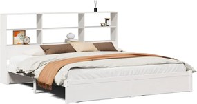 vidaXL Pat cu bibliotecă fără saltea, 180x200 cm, lemn masiv de pin