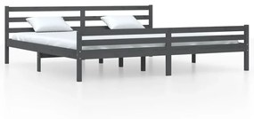 814841 vidaXL Cadru de pat, gri, 200x200 cm, lemn masiv de pin