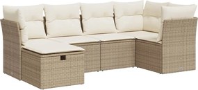 vidaXL Set canapele de grădină cu perne, 6 piese, bej, poliratan