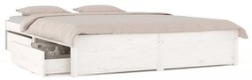 3103514 vidaXL Cadru de pat cu sertare, alb, 140x200 cm