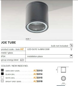 Spot aplicat iluminat exterior IP54 JOE TUBE negru ZZ AZ3314