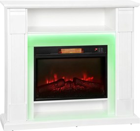 HOMCOM Șemineu Electric Reglabil cu Flacără 3D, Temporizator și Telecomandă Alb | Aosom Romania