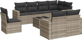 vidaXL Set canapele de grădină cu perne, 9 piese gri deschis poliratan