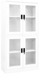 335938 vidaXL Dulap de birou, alb, 90x40x180 cm, oțel și sticlă securizată
