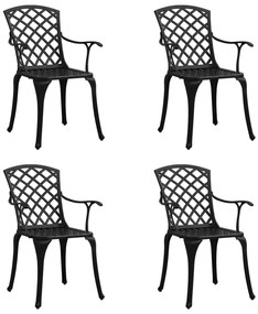 vidaXL Scaune de grădină, 4 buc., negru, aluminiu turnat