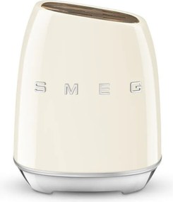 Set de cutite cu suport SMEG KBSF02CR, 7 piese, Manere din lemn de salcam, Otel inoxidabil german, Crem