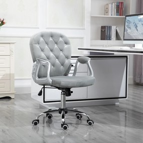 Vinsetto Scaun de birou, Scaun de birou ergonomic cu braț, Spătar capitonat, Înălțime reglabilă, Scaun de calculator cu catifea, Foaier pentru biroul de acasă, Gri | Aosom Romania