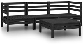 3082471 vidaXL Set mobilier de grădină, 4 piese, negru, lemn masiv de pin