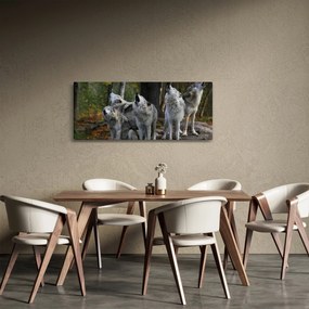 Tablou - Lupii de pe stâncă (120x50 cm)