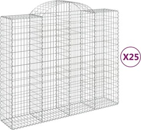 vidaXL Coș gabion arcuit, 25 buc, 200x50x160/180 cm, fier galvanizat