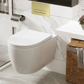 Cadru WC încastrat Rea cu buton H  Auriu