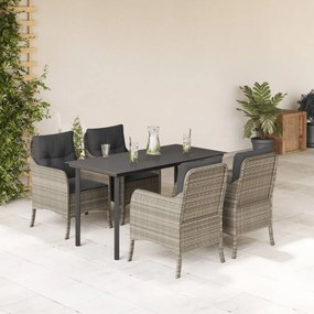 vidaXL Set mobilier de grădină cu perne, 5 piese gri deschis poliratan