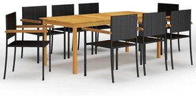 3067902 vidaXL Set mobilier de grădină, 9 piese, negru