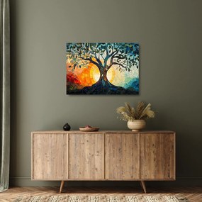 Tablou pe sticlă – Mozaic – soare și arbore I. (70x50 cm)