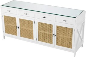 Comoda LUX, Lemn, Rattan, Bahamas alb